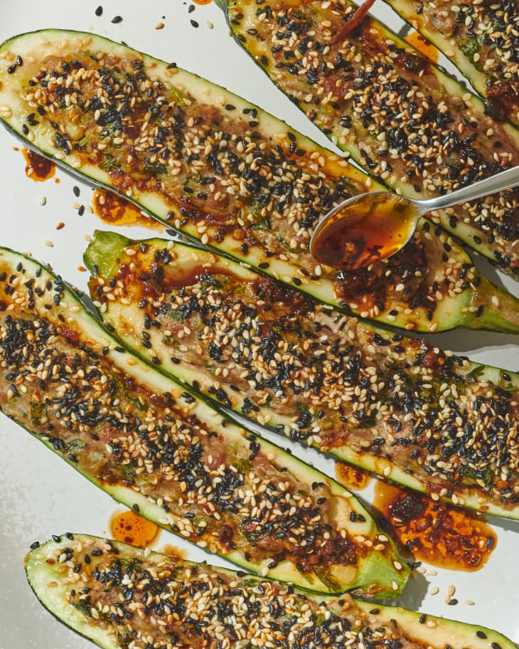 Garlic Chive Pork Zucchini Boats Recipe The Kitchn